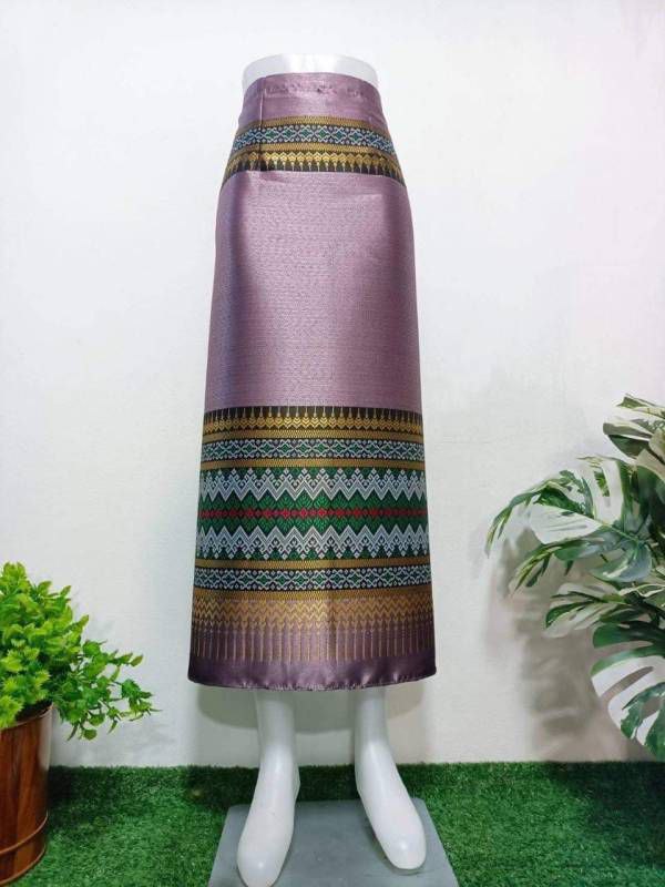 Elegant Thai/Laos Silk Mini Skirt - Free Size Waist 24"- 44", 21-36 Traditional Thai Clothing, Thai Silk Skirt