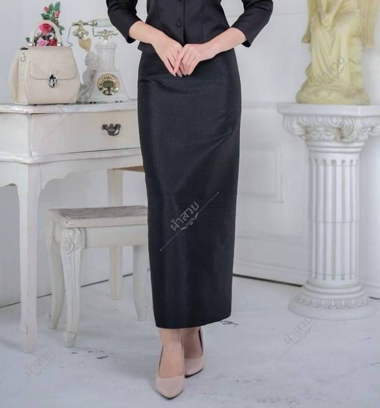 Elegant Thai/Laos Silk Skirt - Free Size Waist 24"- 44", 11-20 Traditional Thai Clothing, Thai Silk Long Skirts