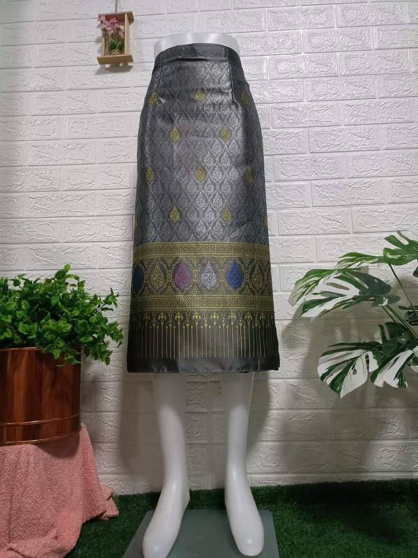 Elegant Thai/Laos Silk Mini Skirt - Free Size Waist 24"- 44", 1-20 Traditional Thai Clothing, Thai Silk Skirt