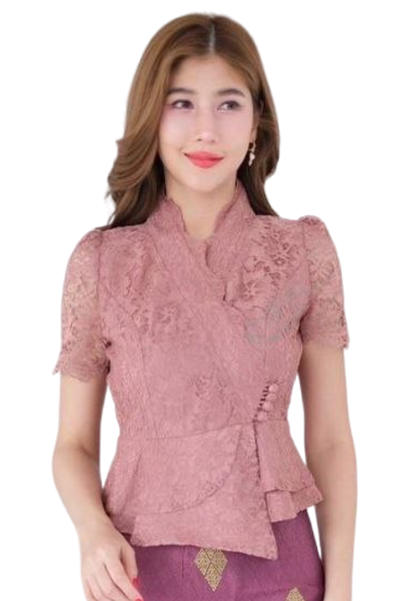 Beautiful Thai/Laos Thai Silk Lace Blouse 1/4 Sleeve - #05 Chest 32"- 46" Traditional Thai Laos Lace Blouse