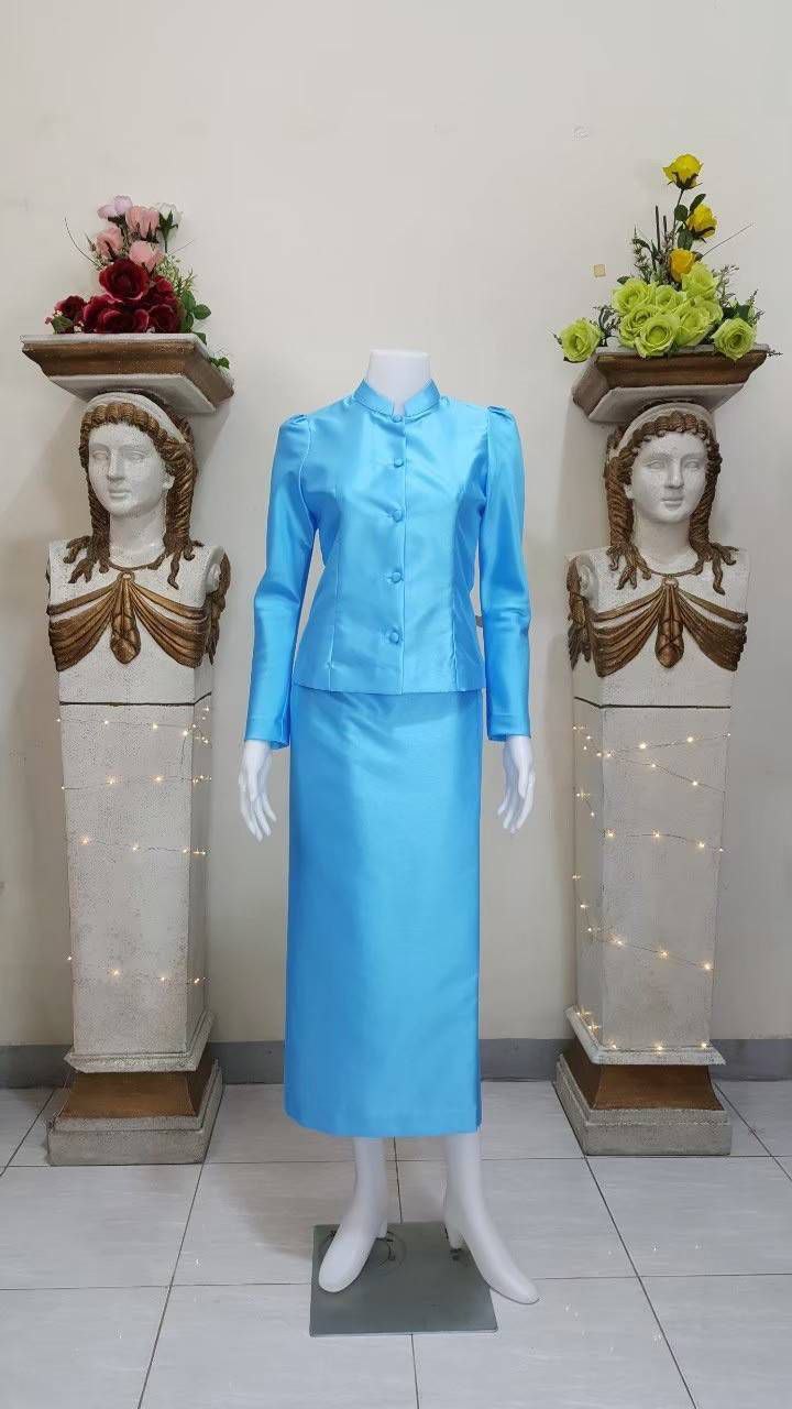 Thai Traditional Dress Chitralada Set Italian Silk Beautiful Shape