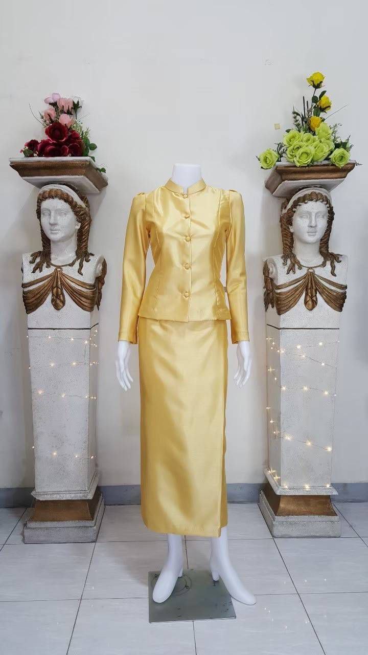 Thai Traditional Dress Chitralada Set Italian Silk Beautiful Shape