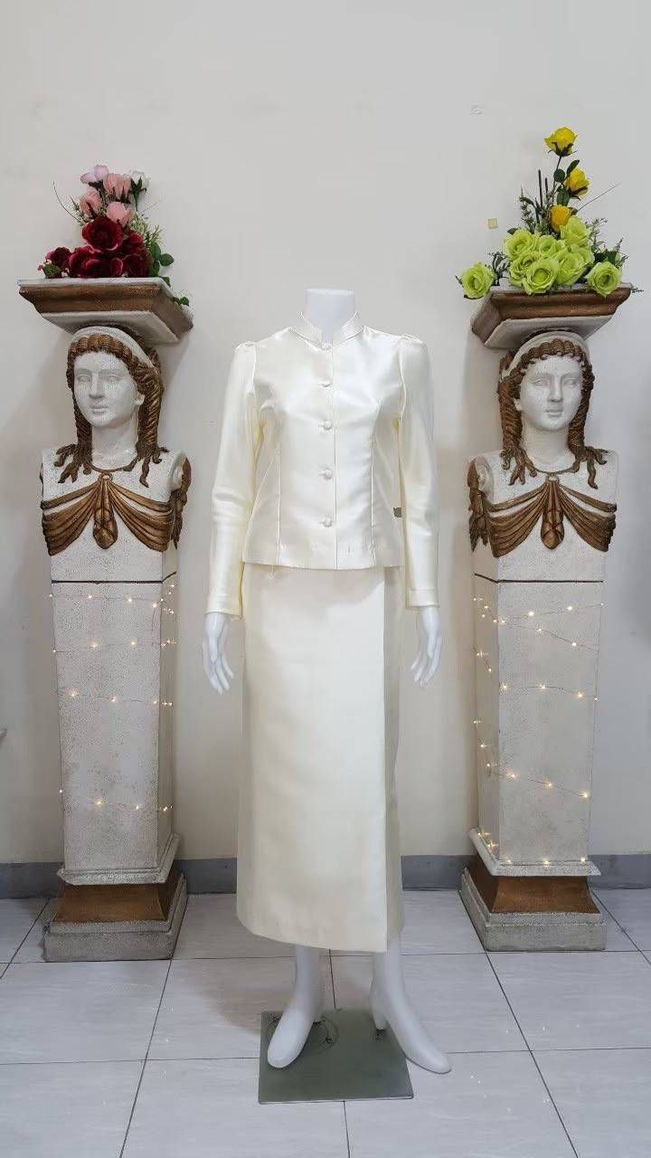 Thai Traditional Dress Chitralada Set Italian Silk Beautiful Shape