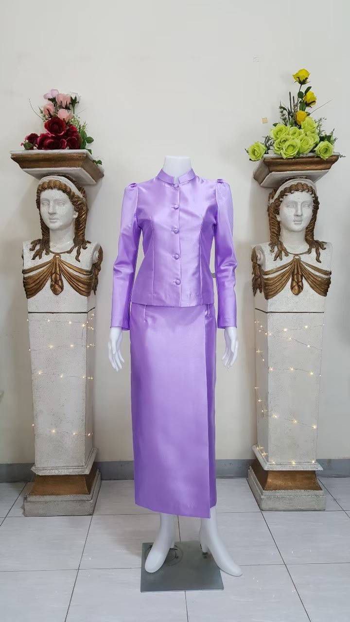 Thai Traditional Dress Chitralada Set Italian Silk Beautiful Shape