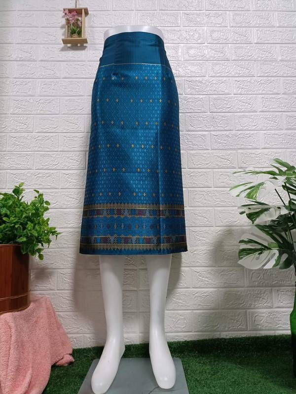 Elegant Thai/Laos Silk Mini Skirt - Free Size Waist 24"- 44", 21-36 Traditional Thai Clothing, Thai Silk Skirt
