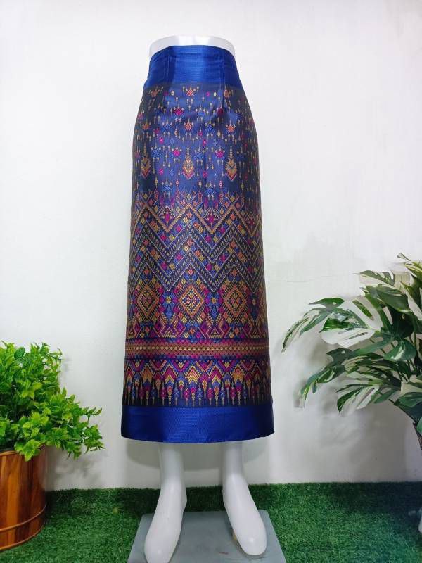 Elegant Thai/Laos Silk Long Skirt - Free Size Waist 24"- 44", 1-21 Traditional Thai Clothing, Thai Silk Skirt