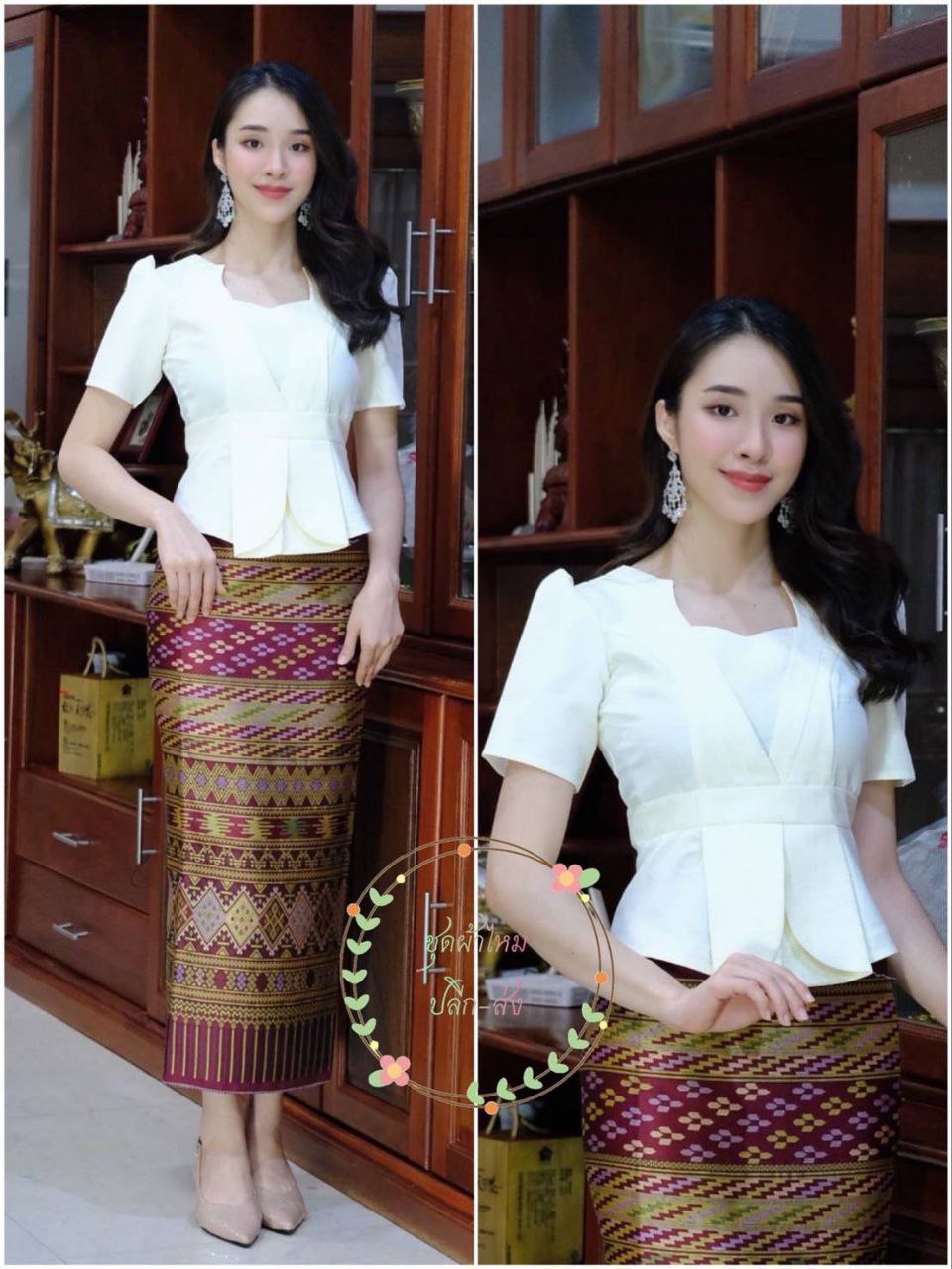 Beautiful Laos/Thai Traditional Silk Blouse, 9 Colors, Chest 32"- 46". Style #74 Thailand Tops for Ladies