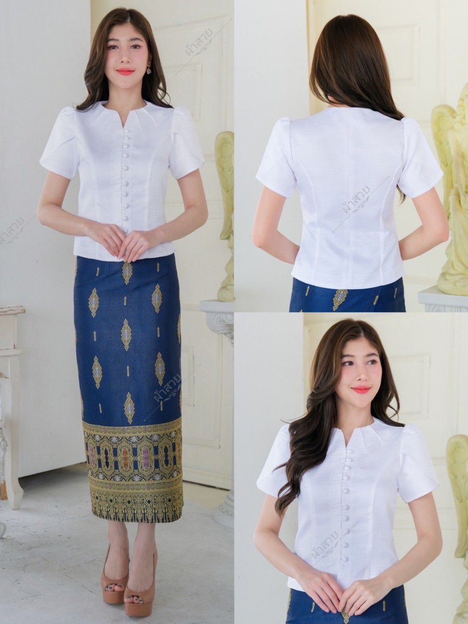 Beautiful Laos/Thai Traditional Silk Blouse, 7 Colors, Chest 32"- 46". Style #77 Thai Traditional Blouse