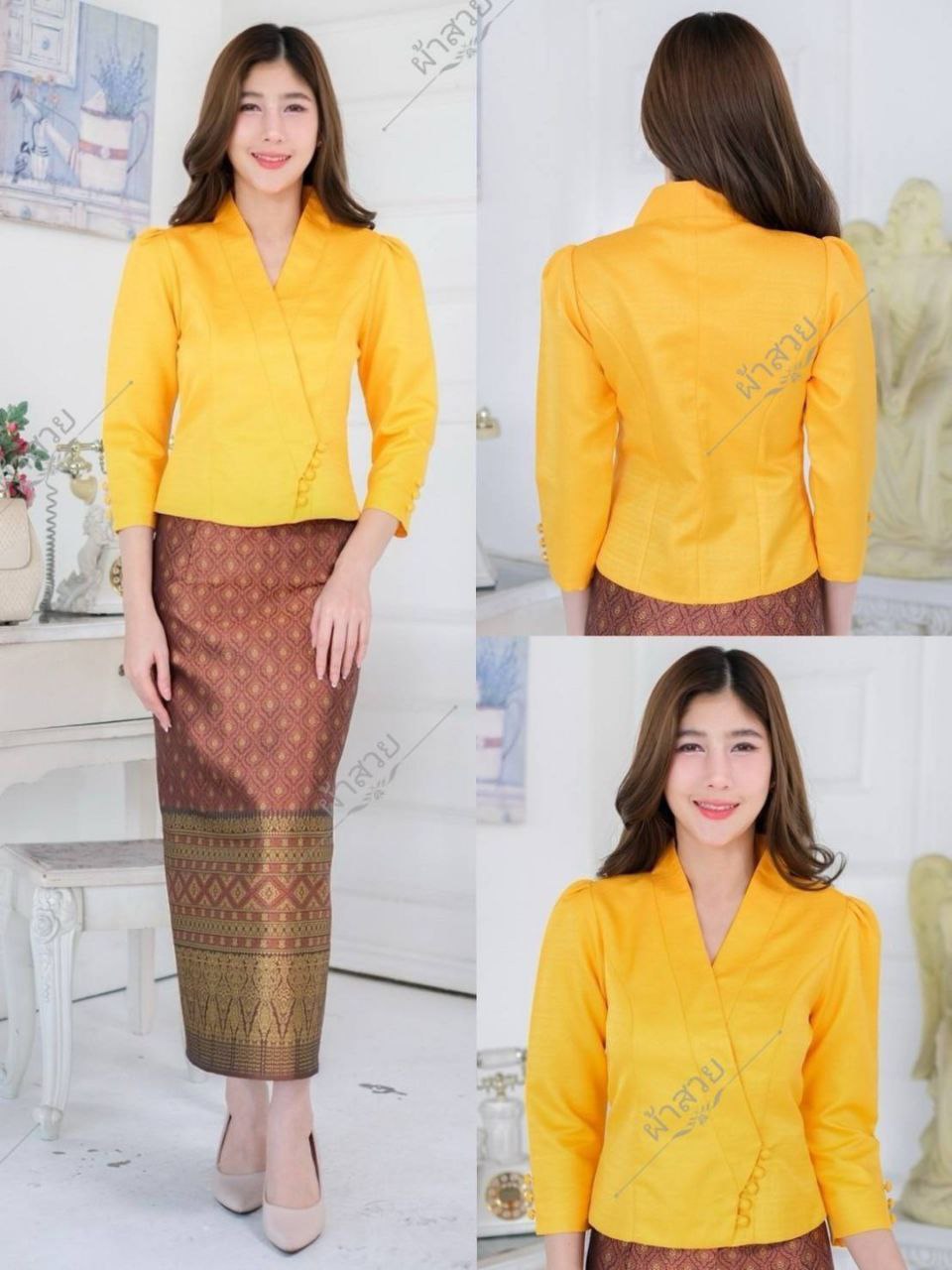Beautiful Laos/Thai Traditional Silk Blouse, 6 Colors, Chest 32"- 46". Style #79-2 Thai Traditional Blouse