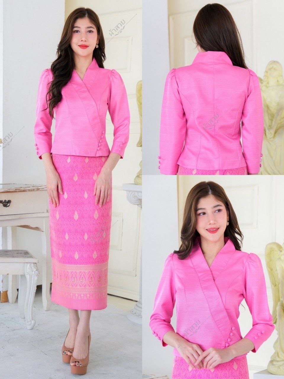 Beautiful Laos/Thai Traditional Silk Blouse, 6 Colors, Chest 32"- 46". Style #79-2 Thai Traditional Blouse