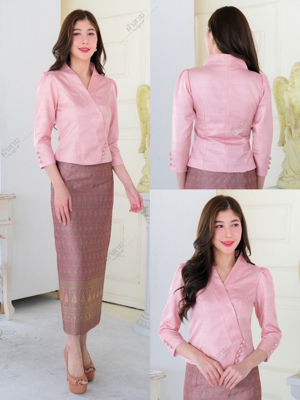Beautiful Laos/Thai Traditional Silk Blouse, 6 Colors, Chest 32"- 46". Style #79-2 Thai Traditional Blouse