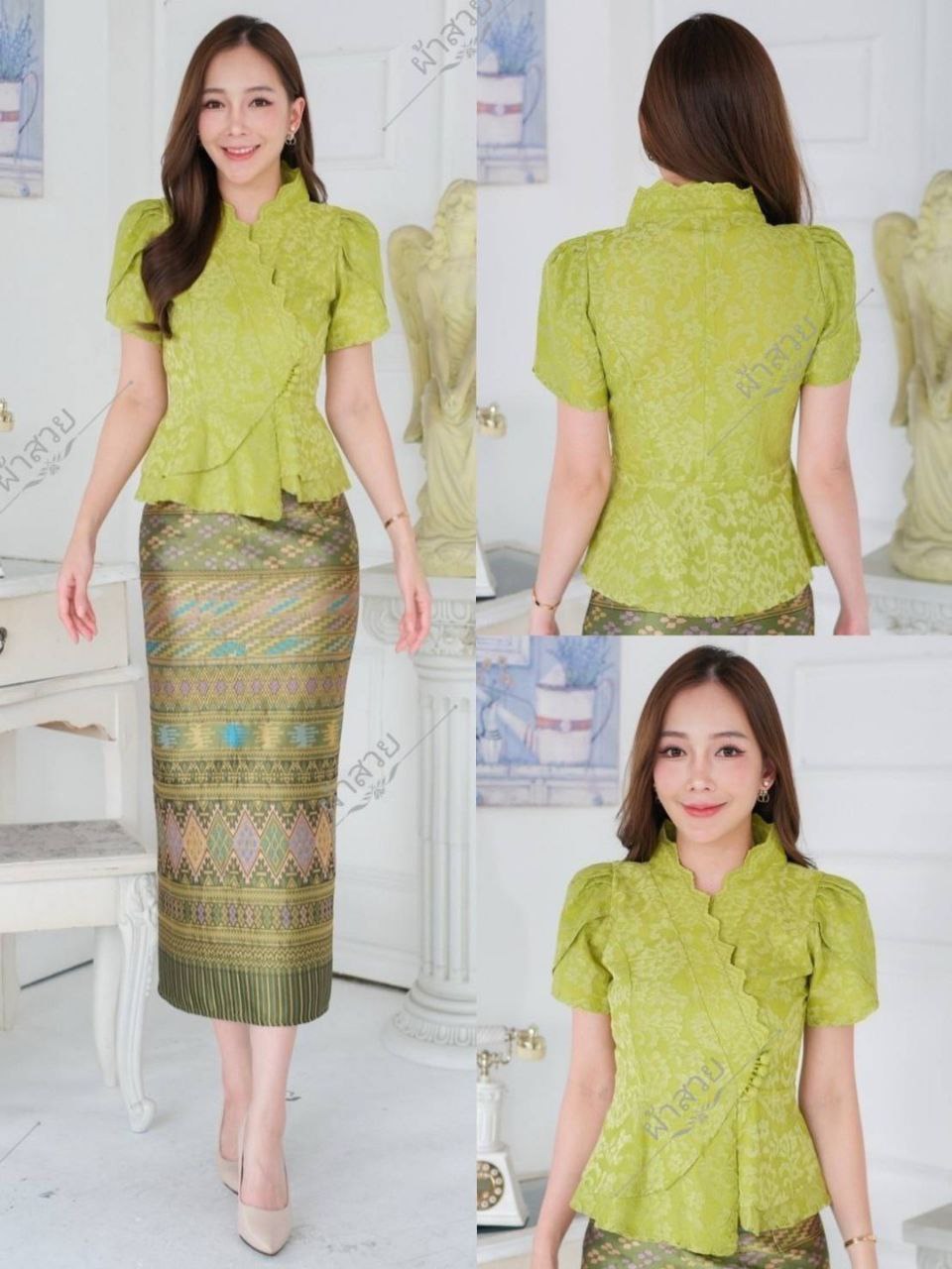 Beautiful Thai/Laos Thai Silk Lace Blouse 1/4 Sleeve - #05 Chest 32"- 46" Traditional Thai Laos Lace Blouse