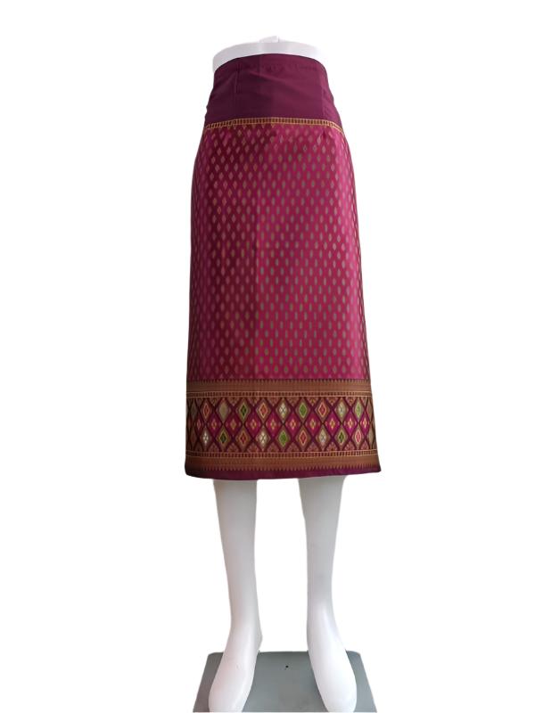 Elegant Thai/Laos Silk Mini Skirt - Free Size Waist 24"- 44", 1-20 Traditional Thai Clothing, Thai Silk Skirt