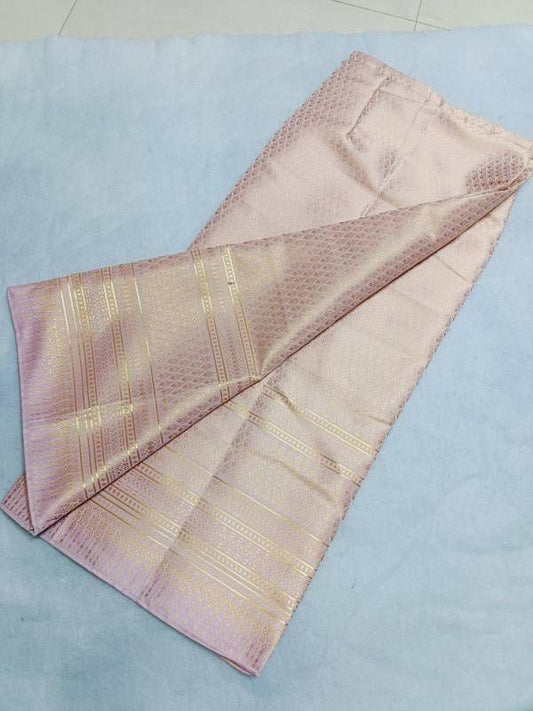 Elegant Thai/Laos Silk Long Skirt - Free Size Waist 24"- 44", 63-79 Traditional Thai Clothing, Thai Silk Skirt