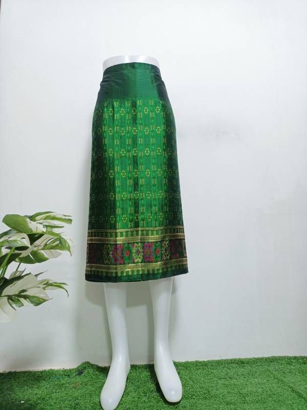 Elegant Thai/Laos Silk Mini Skirt - Free Size Waist 24"- 44", 21-36 Traditional Thai Clothing, Thai Silk Skirt