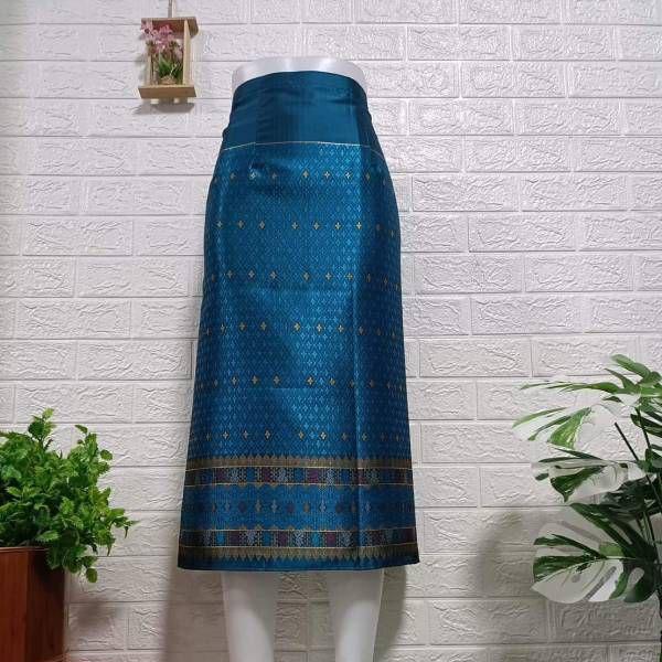 Elegant Thai/Laos Silk Mini Skirt - Free Size Waist 24"- 44", 1-20 Traditional Thai Clothing, Thai Silk Skirt