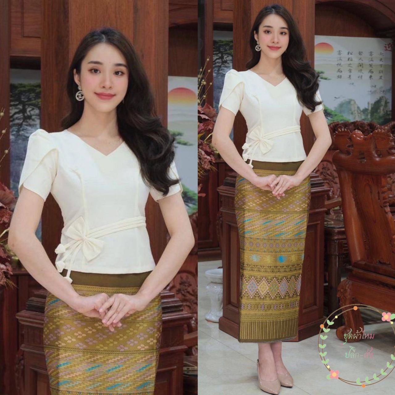 Laos/Thai Traditional Silk Blouse, 9 Colors, Chest 32"-46", Style #47 Elegant Thai Blouse