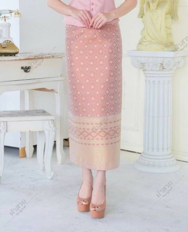 Elegant Thai/Laos Silk Skirt - Free Size Waist 24"- 44", 81-101 Traditional Thai Clothing