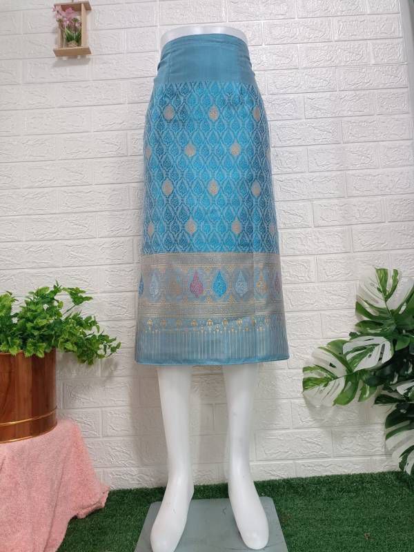 Elegant Thai/Laos Silk Mini Skirt - Free Size Waist 24"- 44", 1-20 Traditional Thai Clothing, Thai Silk Skirt