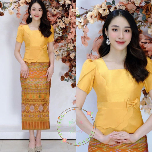 Laos Thai Traditional Silk Skirt 6 Colors Available in 6 Sizes Style 37SK Skirts Elegant Thai Skirts Shiny Silk