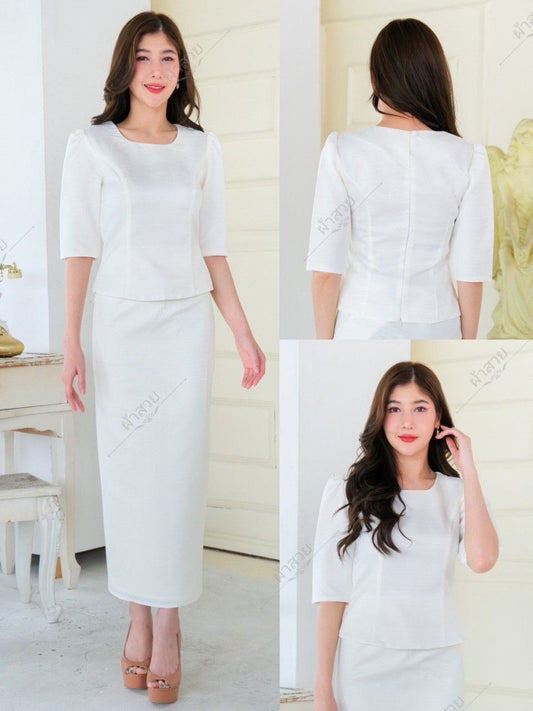 Thai Traditional Dress Silk Skirt & Silk Blouse Set