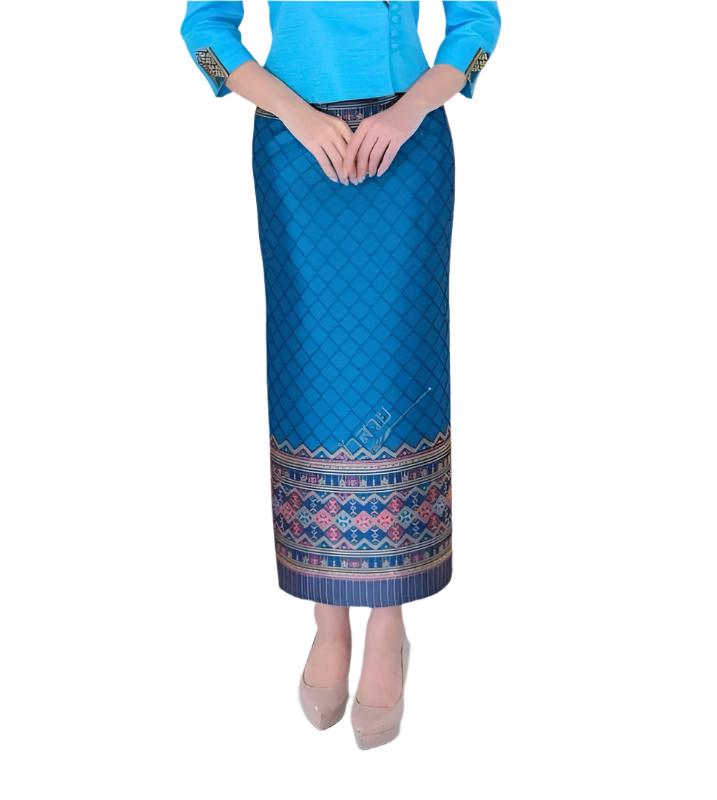 Elegant Thai/Laos Silk Skirt - Free Size Waist 24"- 44", 1-10 Traditional Thai Clothing