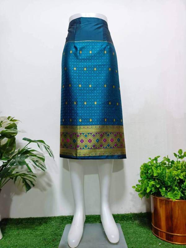 Elegant Thai/Laos Silk Mini Skirt - Free Size Waist 24"- 44", 1-20 Traditional Thai Clothing, Thai Silk Skirt