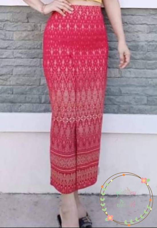 Elegant Thai/Laos Silk Long Skirt - Available Fitted Skirts Size A-25-32" & Size B34-44" Drop 35" Traditional Thai Clothing, Traditional Thai Skirt Wrap