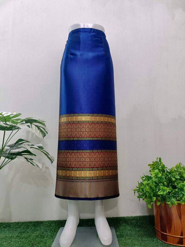 Elegant Thai/Laos Silk Long Skirt - Free Size Waist 24"- 44", 22-42 Traditional Thai Clothing, Thai Silk Skirt