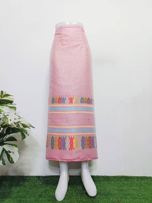 Elegant Thai/Laos Silk Long Skirt - Free Size Waist 24"- 44", 22-42 Traditional Thai Clothing, Thai Silk Skirt