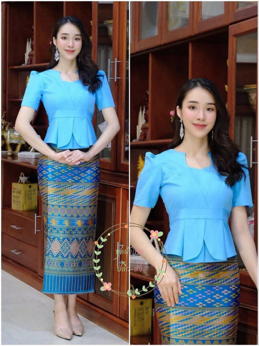 Beautiful Laos/Thai Traditional Silk Blouse, 9 Colors, Chest 32"- 46". Style #74 Thailand Tops for Ladies