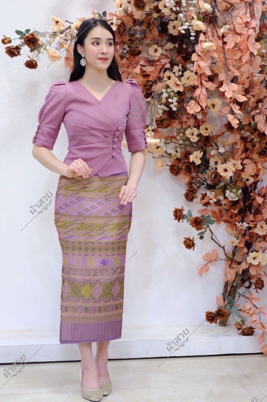 Beautiful Laos/Thai Traditional Silk Blouse, 9 Colors, Chest 32"- 46". Style #76 Traditional Thai Silk Blouse Designs