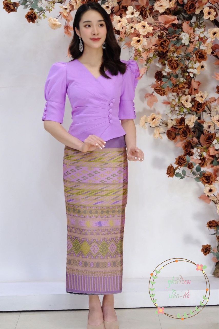 Beautiful Laos/Thai Traditional Silk Blouse, 9 Colors, Chest 32"- 46". Style #76 Traditional Thai Silk Blouse Designs