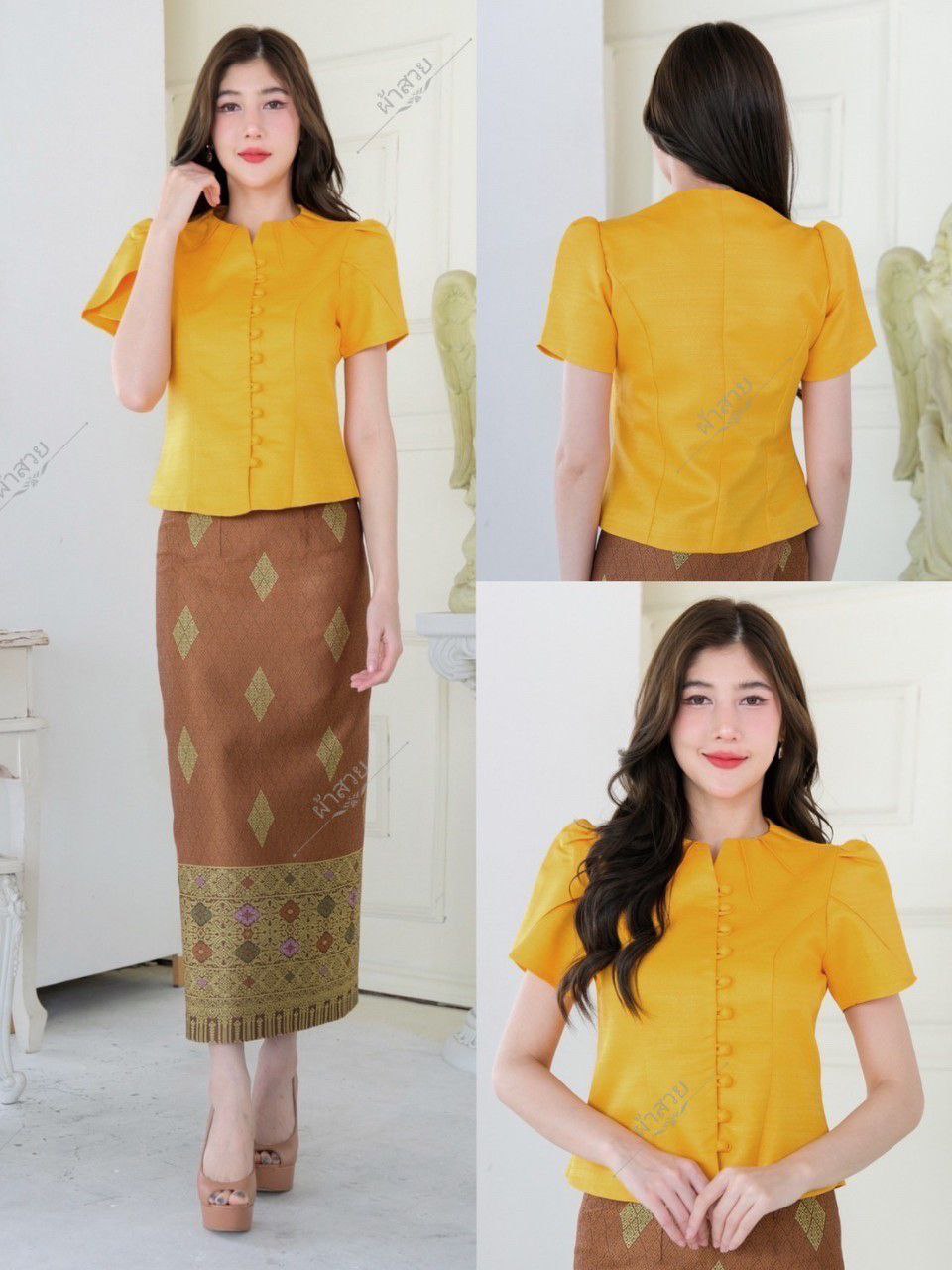 Beautiful Laos/Thai Traditional Silk Blouse, 7 Colors, Chest 32"- 46". Style #77 Thai Traditional Blouse